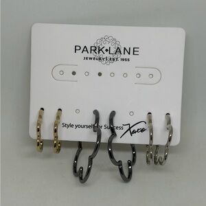 NEW Park Lane Jewelry CARMELIA Earrings - 3 Pairs - Silver Gold Hematite Hoops